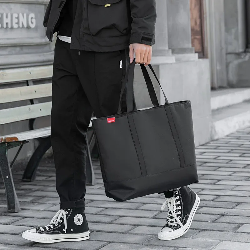 Sac à main japonais en tissu Oxford pour hommes, fourre-tout à la mode, sacs à bandoulière de luxe de styliste, grand étudiant noir décontracté, 2024