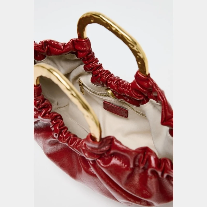 sac à main froncé, pochettes à poignée en métal à la mode, sacs à main pour femmes, sac à bandoulière design de luxe, petits fourre tout pour dames