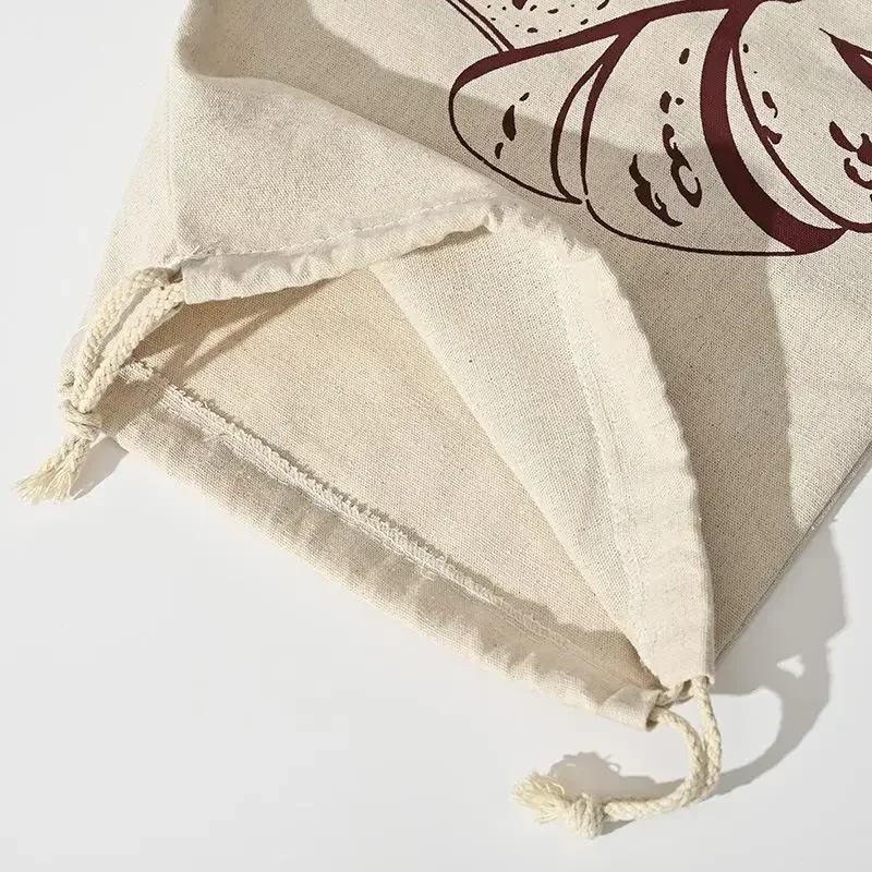 sac à pain en lin réutilisable, baguette en coton, sac de rangement à cordon de serrage, pain fait maison, frais, écologique, maintien pour baguette