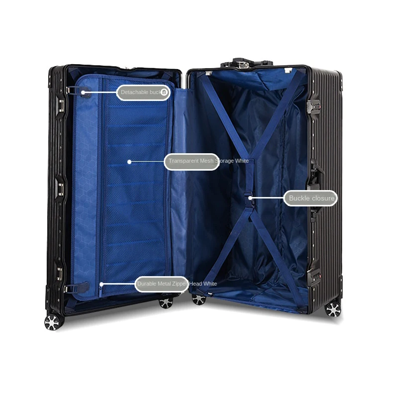 valise de grande capacité 26/40/50/60 pouces, porte bagages épais, chiffre, boîtier de chariot de grande taille, cadre en aluminium avec fermeture éclair