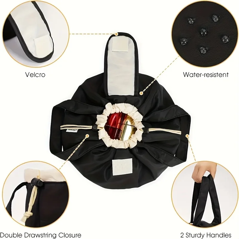 Sac à cosmétiques seau de grande capacité, organisateur de voyage de maquillage à cordon avec sangle réglable, poches supérieures rabattables, cadeau