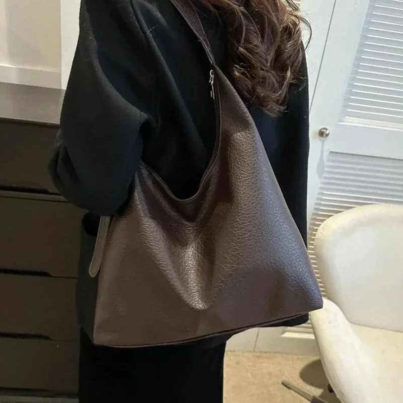 sac fourre tout en cuir pour femmes, tendance, simple, grande capacité, sac à bandoulière, sacs à main, sacoches, 2024