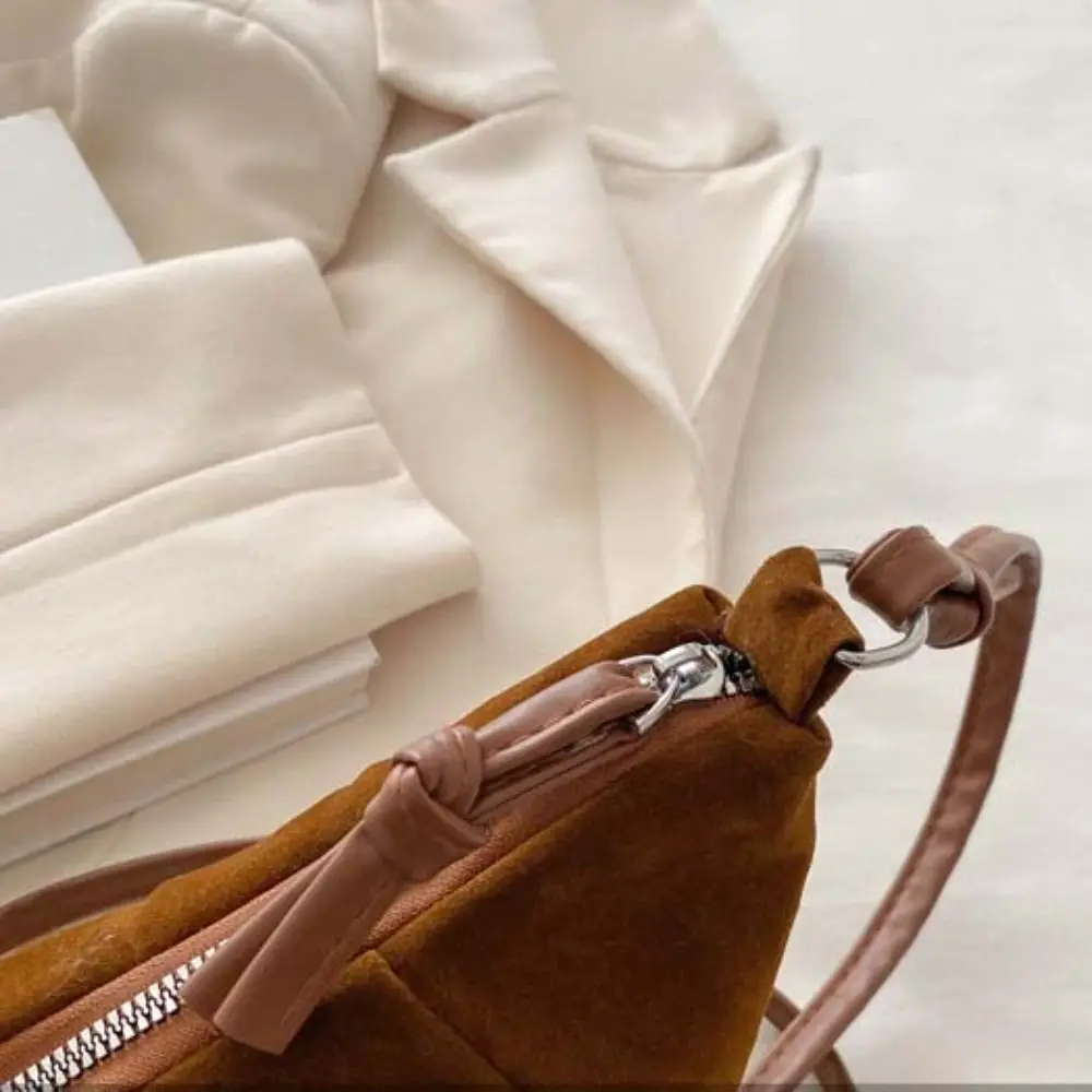 sac à bandoulière chic en croissant, petit paquet marron mat, sac à boulettes en pu, style coréen, couleur unie pour filles