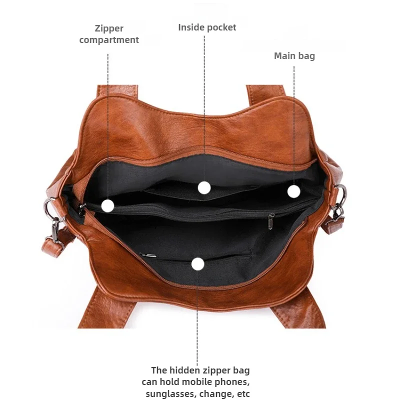 sacs à main de luxe en cuir souple pour femmes, sacs à bandoulière rétro de styliste, sacoche à bandoulière de grande capacité pour dames, nouvelle collection 2025