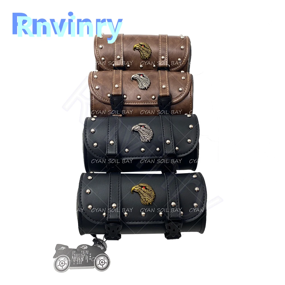 Sacs de selle de moto en cuir rétro, sac arrière d'outil avant et arrière pour Harley, sacs à bagages universels en PU, pochettes