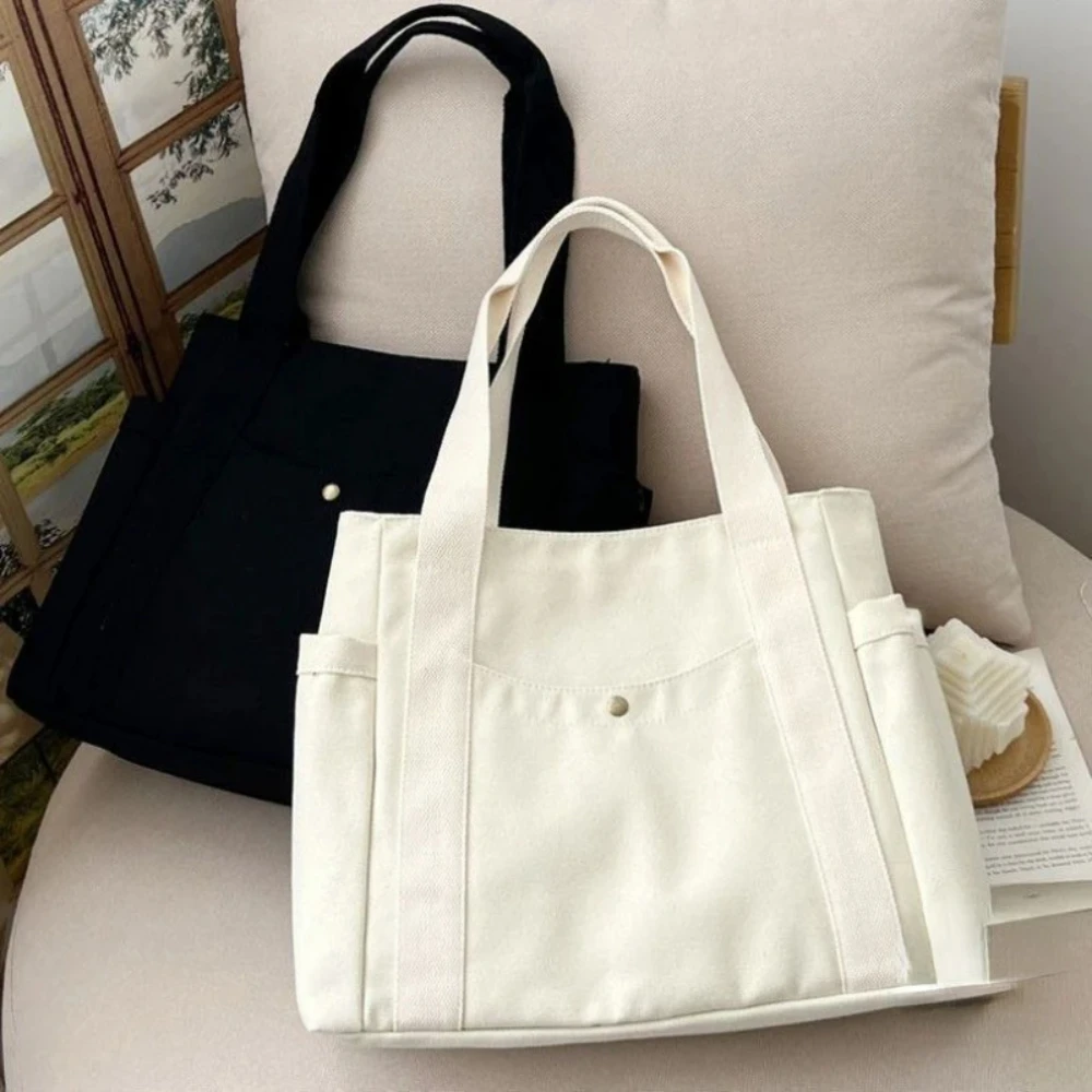 sacs fourre tout en toile de grande capacité pour le travail, sac de transport, tenue d'étudiant de style universitaire, sac initié au livre, sac à provisions