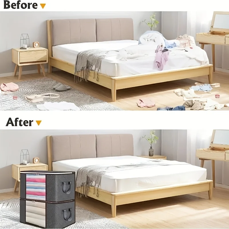 sac de rangement pour couette, boîte d'organisation, sac d'organisation pour vêtements en tissu pliable pour couette, couverture, literie et vêtements, 3 pièces/6 pièces, m