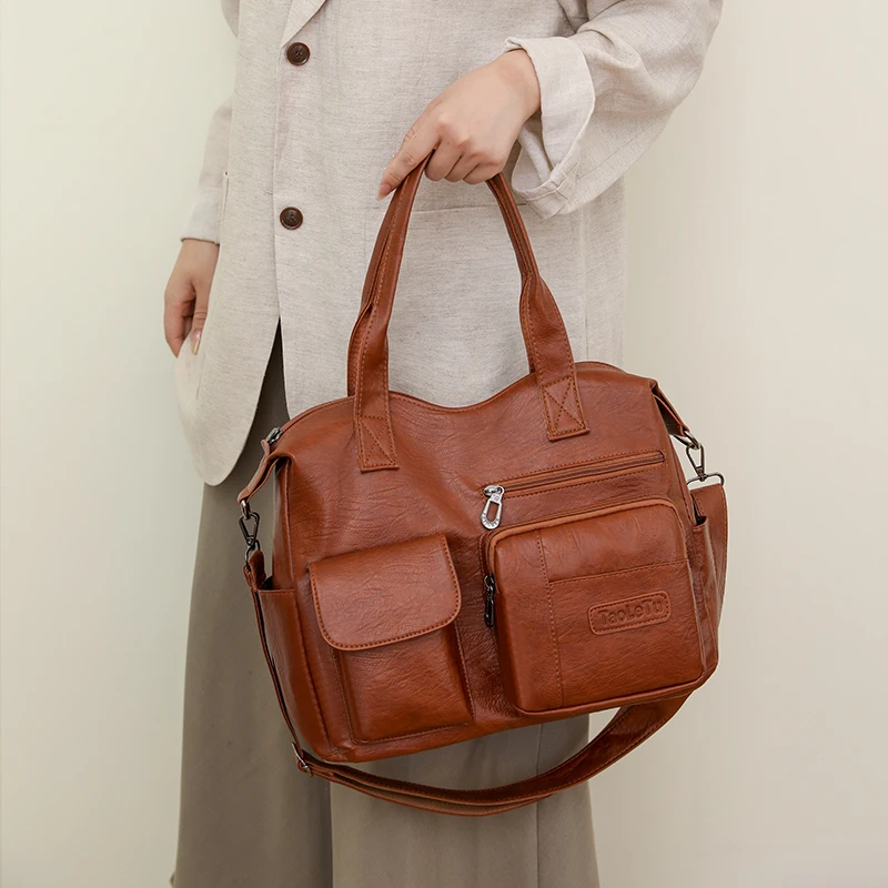 grand sac pour femmes, tendance et à la mode, asymétrique épaule diagonale, polyvalent, pour maman d'âge moyen, multi poches, nouvelle collection 2025