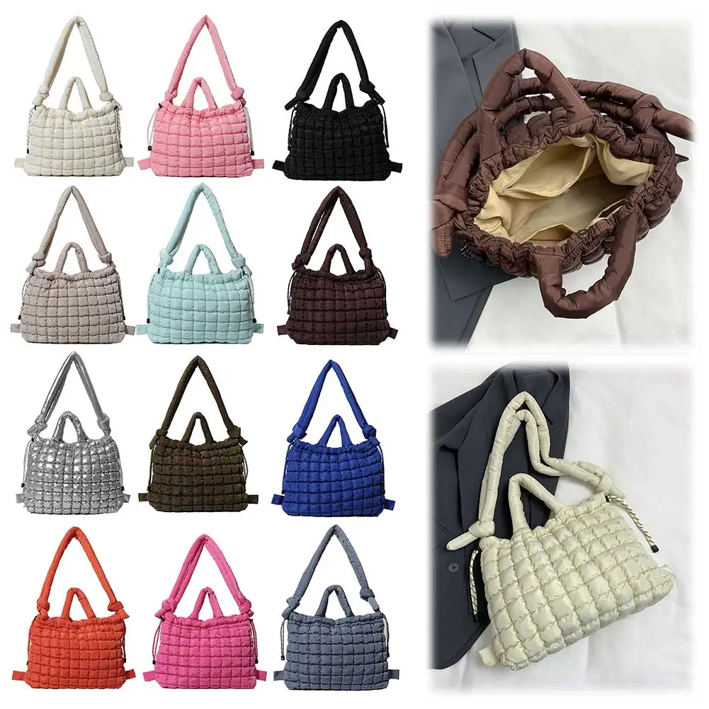 sac fourre tout matelassé pour femme, rembourré, initié, multi poches, sac à bandoulière, sac à main cartable, travail, voyage