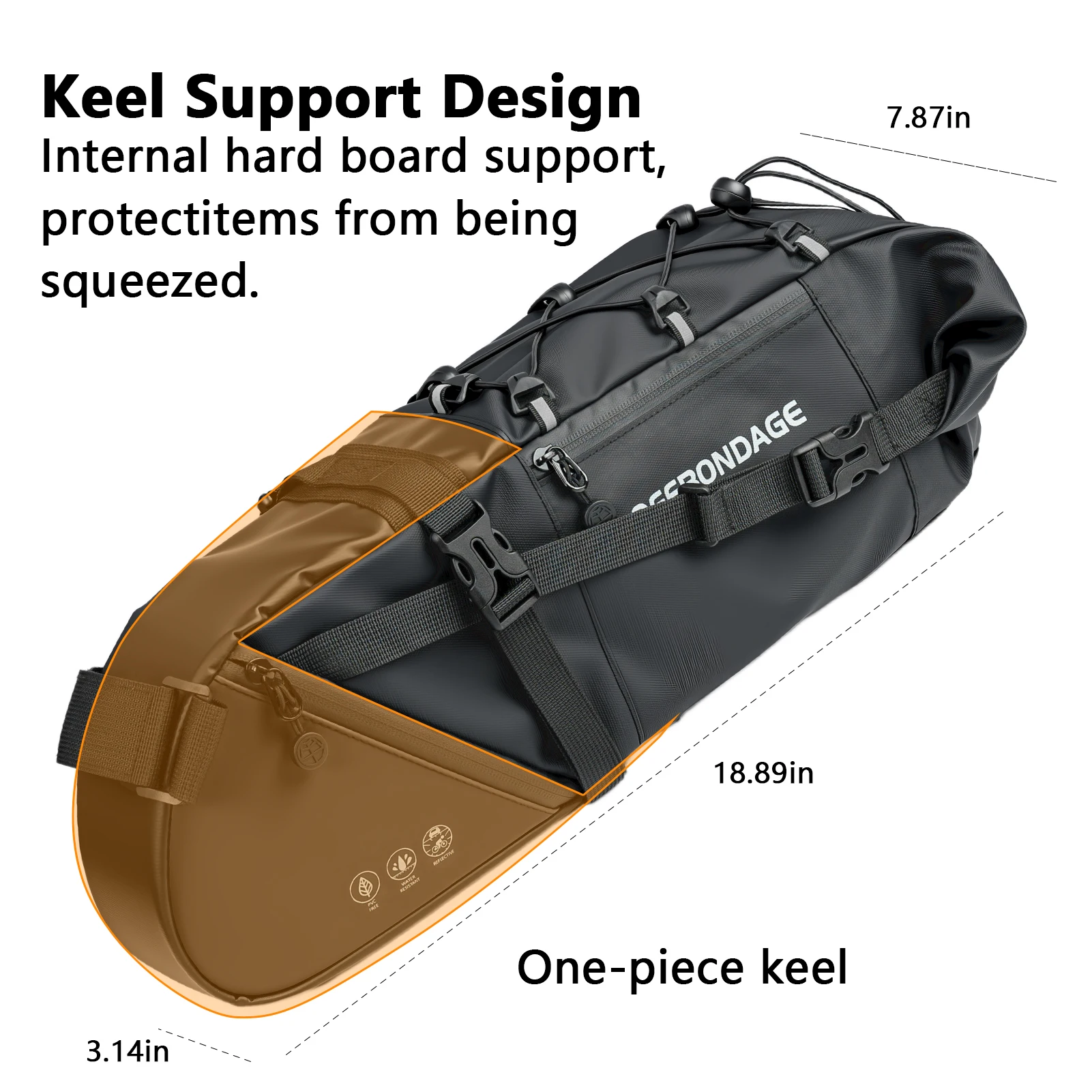 offbondage sac de vélo étanche 15l grande capacité sac de selle de vélo cyclisme pliable queue sac arrière vtt route coffre bikepacking