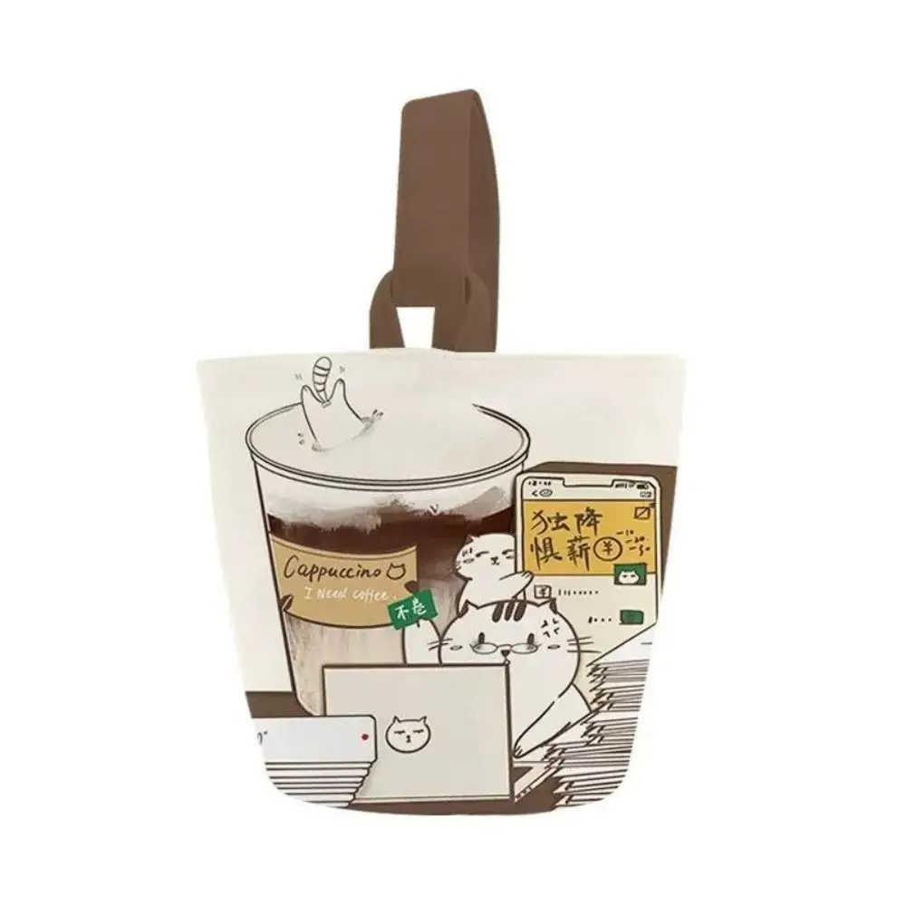 Sac seau de chat de café de dessin animé de grande capacité, sacs de Shopping de Style coréen, sac pour maman, sac à main en toile, fourre-tout, sac à déjeuner, sac de rangement