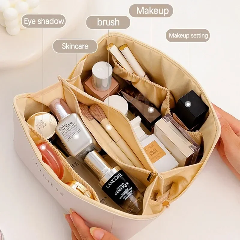 trousse de toilette de maquillage de grande capacité pour femmes, trousse de maquillage, pochette de rangement, boîte de luxe pour dames, sac de rangement, sac de voyage à fermeture éclair pour cosmétiques