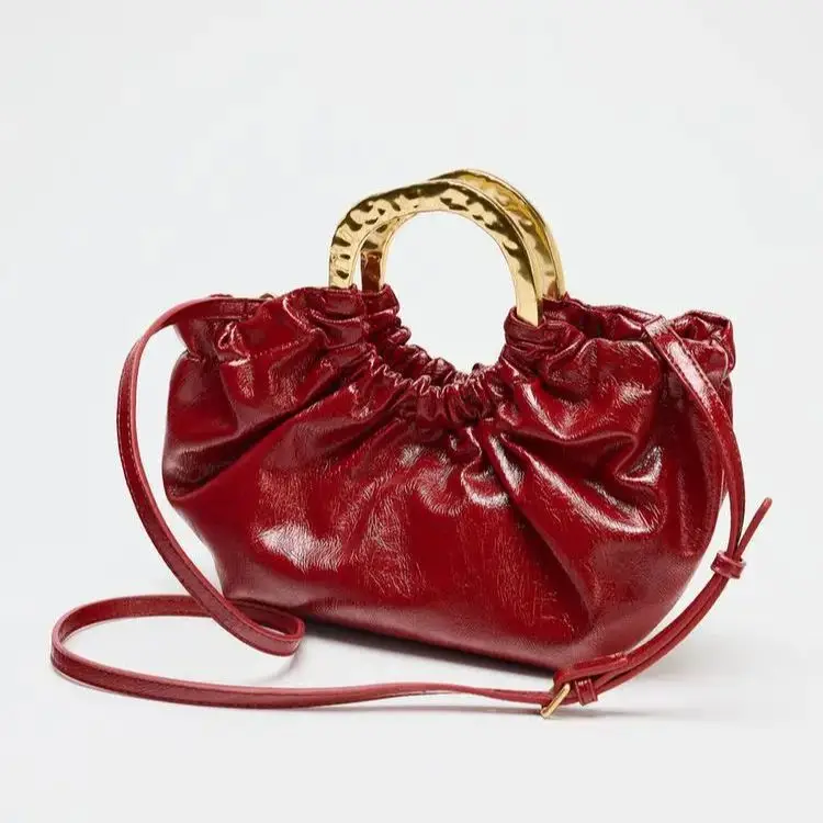 sac à main froncé, pochettes à poignée en métal à la mode, sacs à main pour femmes, sac à bandoulière design de luxe, petits fourre tout pour dames