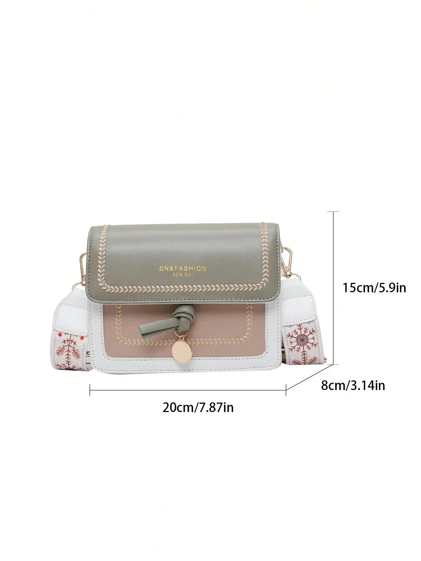 sac à la mode pour femmes, nouveau sac à bandoulière polyvalent, décontracté, couleur contrastée, petit sac carré, large bandoulière
