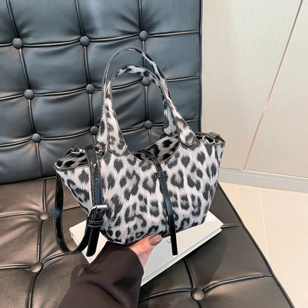 sac à poignée supérieure pour femmes, sac hobo imprimé léopard, sacoche tendance en cuir pu pour le travail, les voyages et les achats