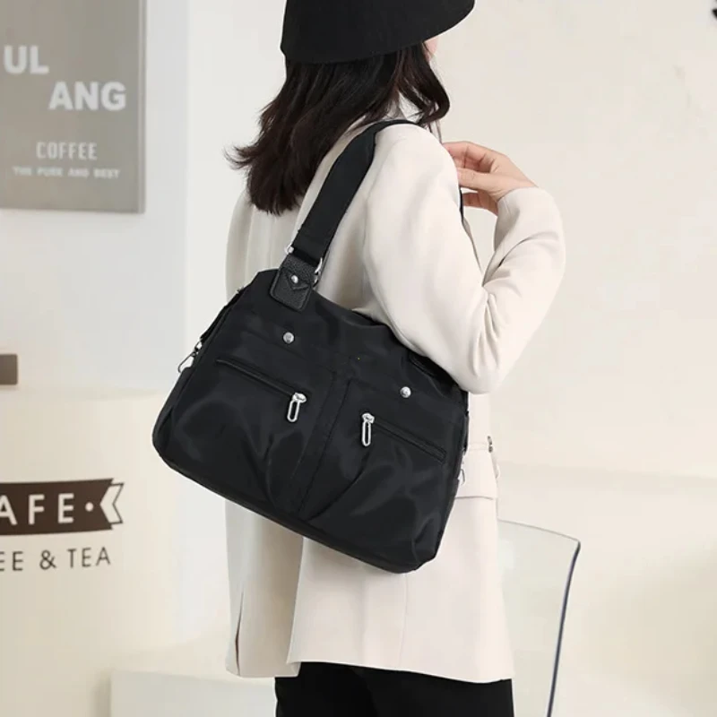 Sac fourre-tout en nylon imperméable pour femme, sac à main initié, grande capacité, shopping, sac à bandoulière, sacs de messager pour femme, sacs à main