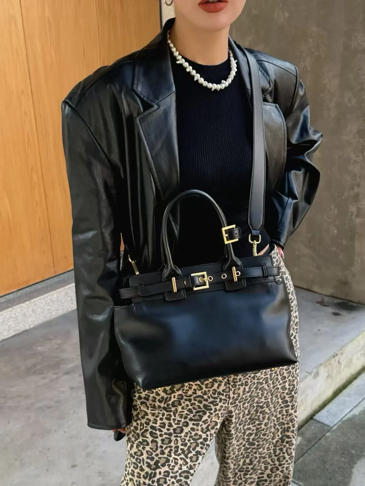 sac à main en cuir de vachette brillant haut de gamme pour femme, sac à main de loisirs, sac initié en peau de vachette commpiedmont, fourre tout kakhi office ladies, avertir l'huile, nouveau, 2025