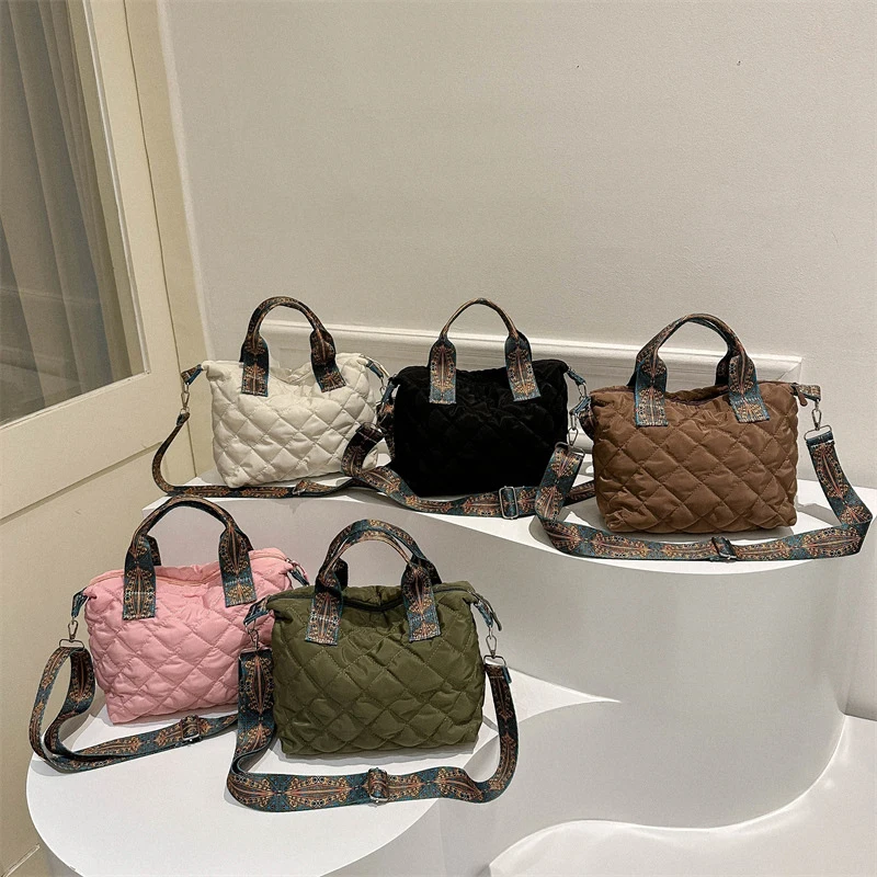 sac à main matelassé en coton pour femme, sac fourre tout matelassé, sac à bandoulière rembourré, large lancé par la ceinture
