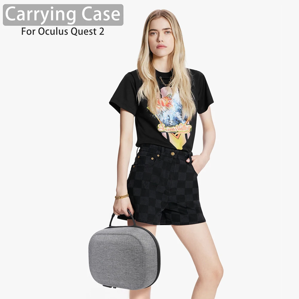 compatible avec oculus quest 2, sac de rangement de voyage eva anti chute rechargeable, étui de transport rigide, adapté aux voyages et au rangement