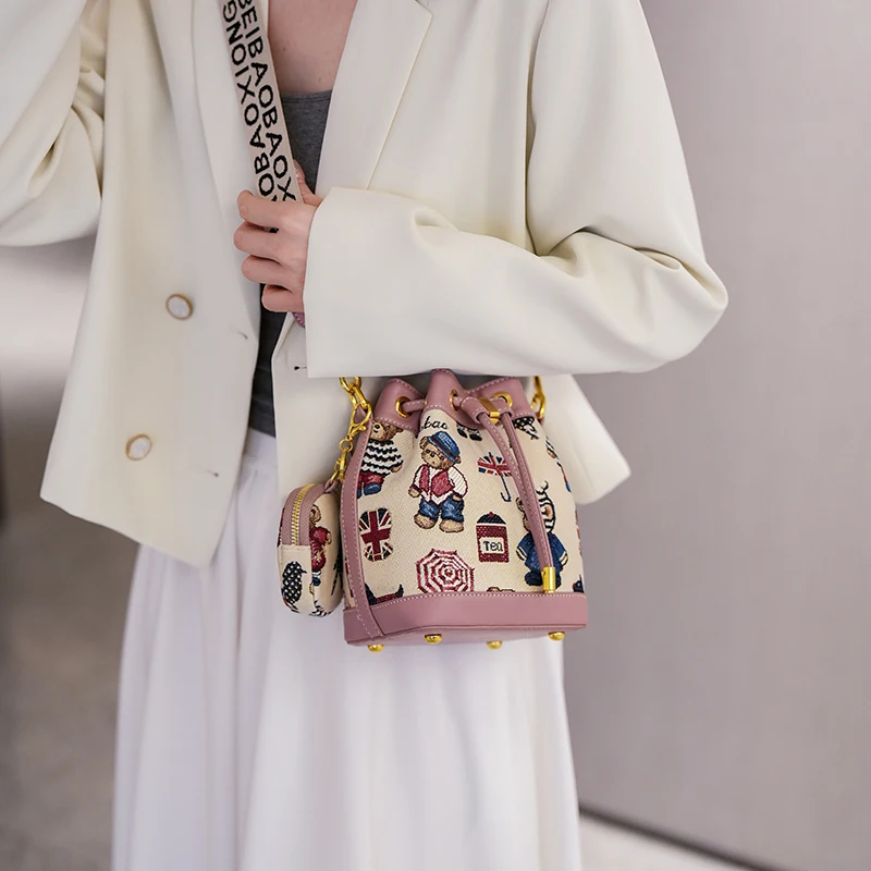 mode femmes sac à bandoulière sac seau pour femmes 2025 femmes dessin animé ours léger luxe polyvalent bandoulière femmes sac à main