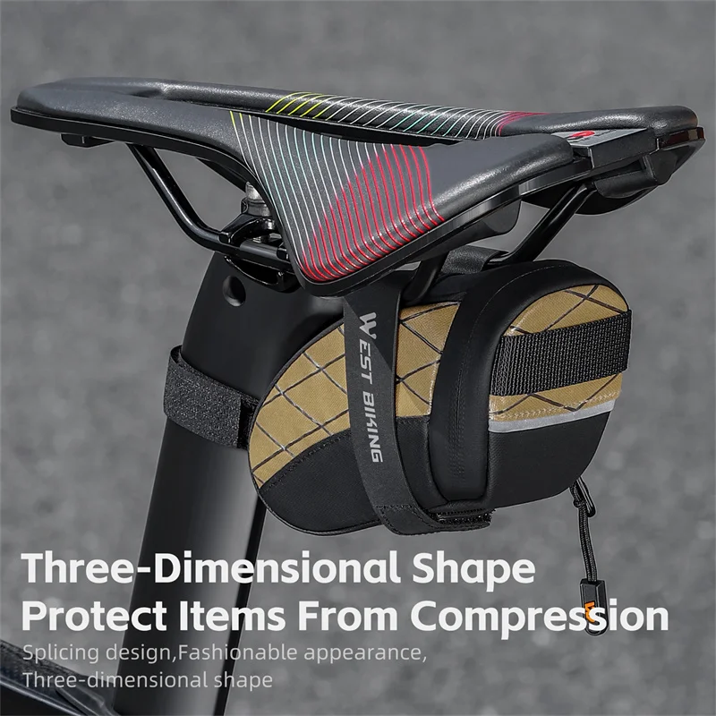 west biking – sac de selle de vélo, mini sac de rangement d'outils portables en pu, sac de siège arrière réfléchissant, sac d'équitation étanche 3d
