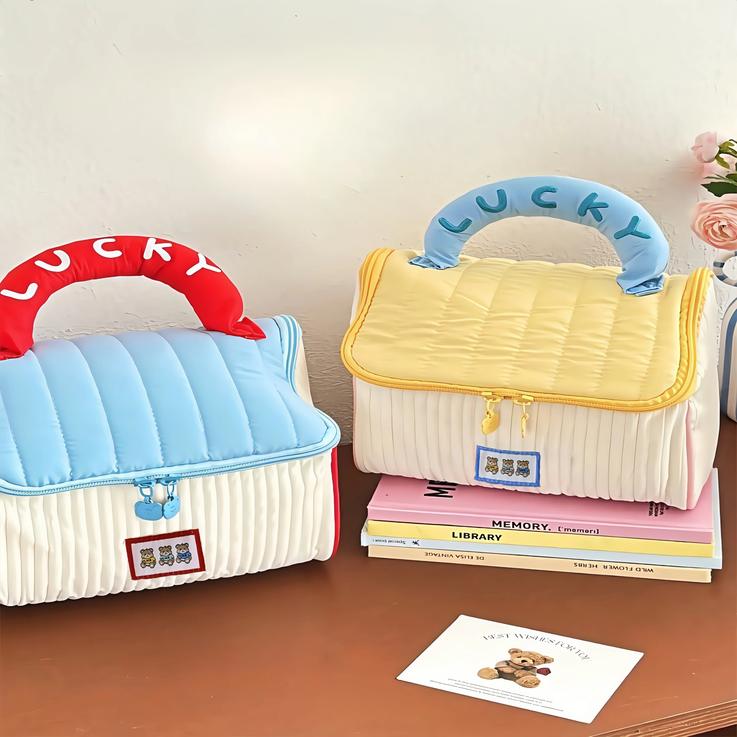 sac à main de cabane à motif de dessin animé pour filles, organisateur de cosmétiques de grande capacité, trousse de toilette de voyage portable