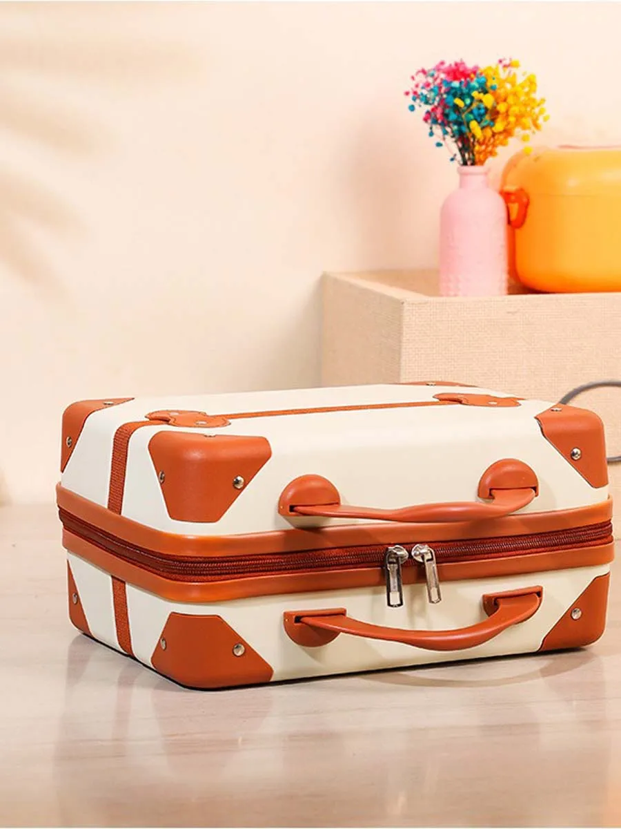 valise de maquillage vintage portable pour garçons et filles, étui de voyage extérieur, grande capacité, 14 ", nouveau