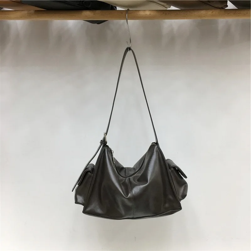 sac à main rétro à la mode sous les bras, fourre tout à bandoulière simple, sac décontracté tendance pour un usage quotidien, cuir pu souple, mini taille
