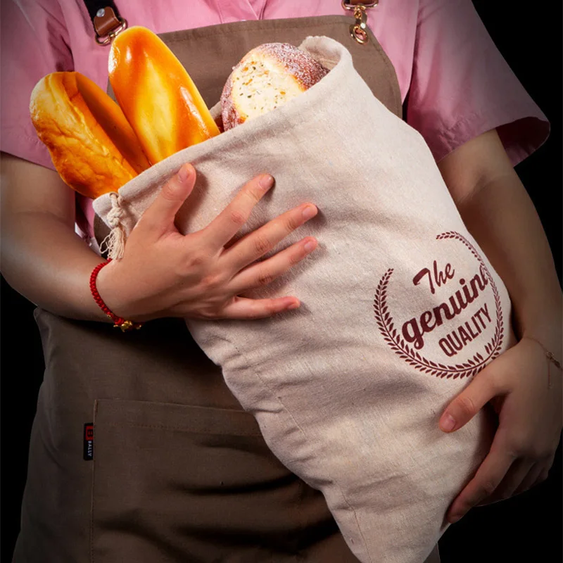 sac à pain en lin, sacs réutilisables pour pain, sacs à cordon, sac de rangement de pain artisanal fait maison, sac baguette, conteneurs de stockage des aliments