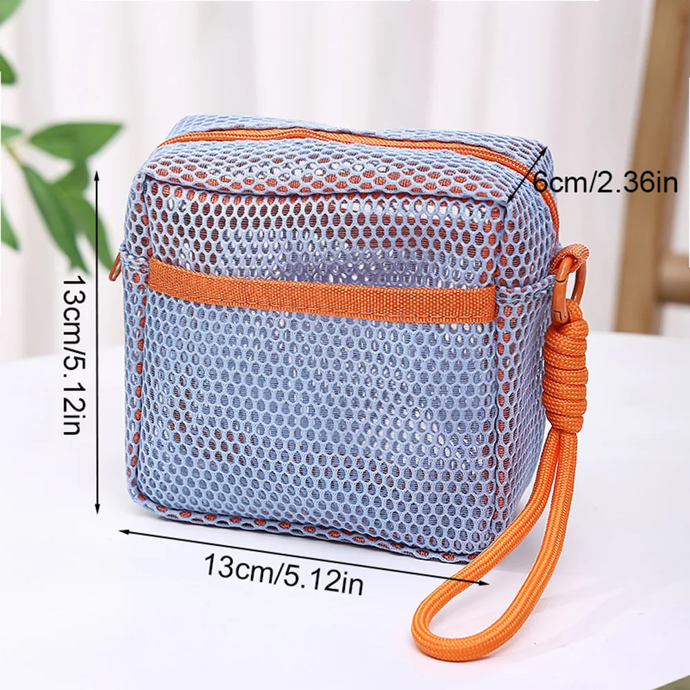 sac cosmétique carré en maille, sac de rangement cosmétique carré portable avec multi poches, sac de rangement polyvalent pour articles divers