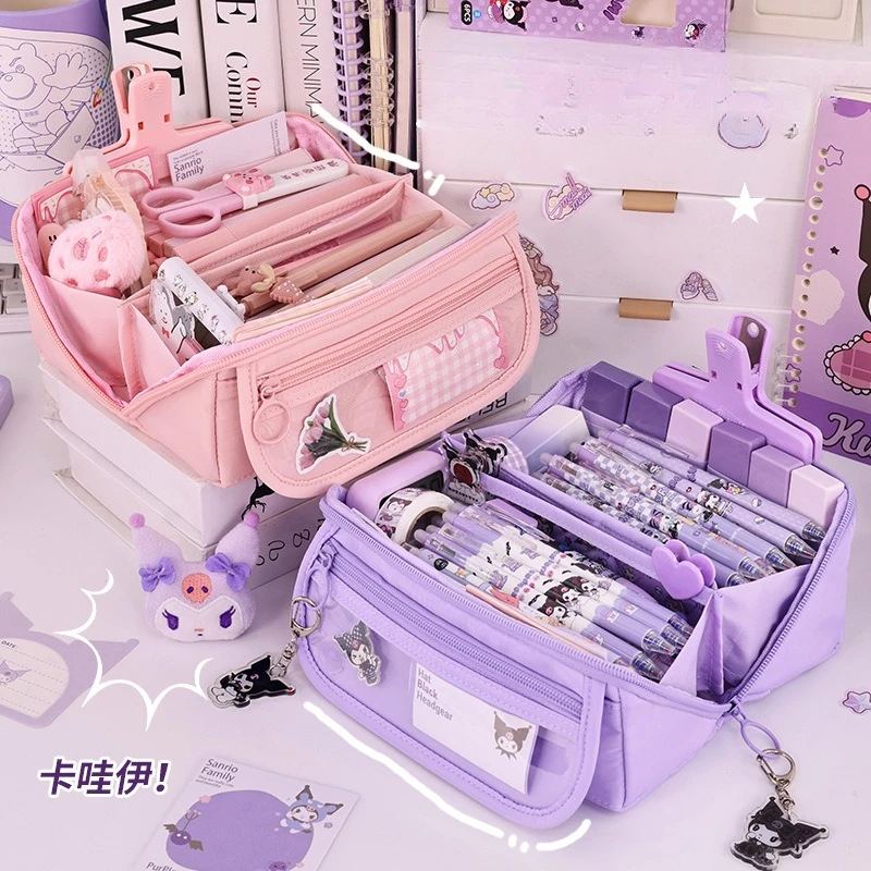 trousse à crayons de grande capacité avec fermeture éclair, sac de papeterie portable pour le rangement des fournitures scolaires et de bureau pour étudiants