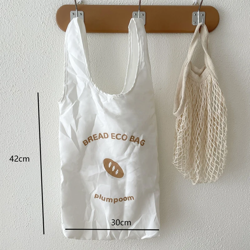 sac fourre tout de grande capacité style ins, sac de courses pliable en pain de dessin animé, sac écologique réutilisable, pochette à usage quotidien
