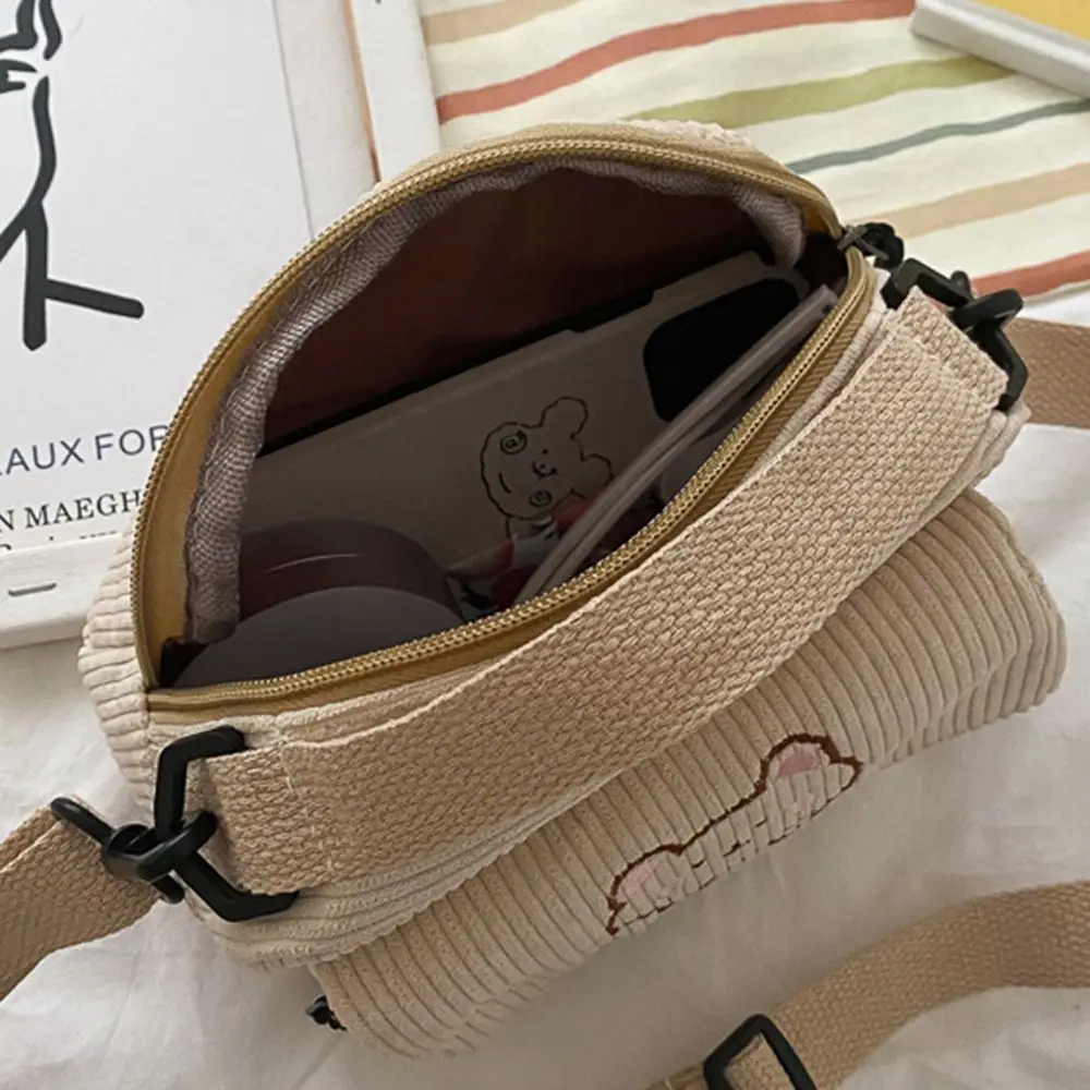 femmes cartable dessin animé ours imprimé sacs à bandoulière sacs à main étudiant fourre tout sac de messager velours côtelé sacs à main pour femmes