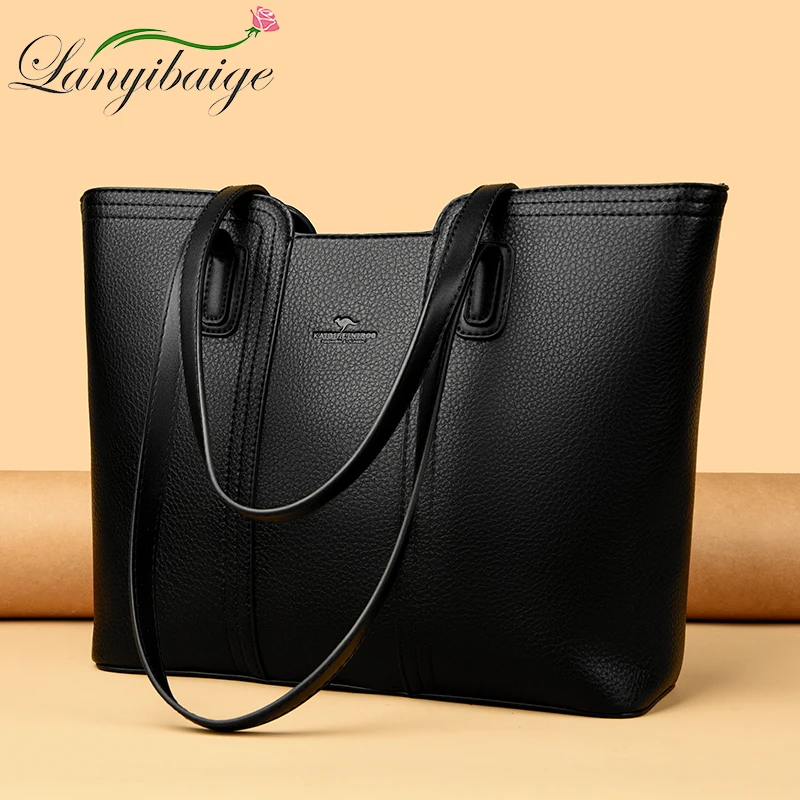 Sac à Bandoulière en Cuir Souple pour Femme, Seau à Documents Solide, de Luxe, de Grande Capacité, Fourre-Tout pour Dame