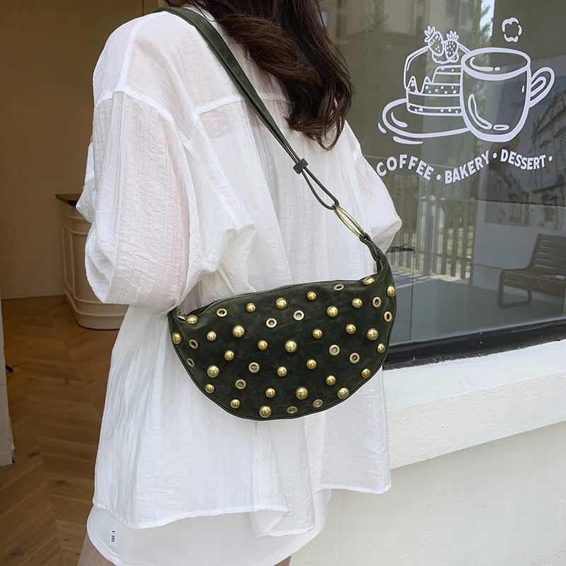 sac à bandoulière en daim pour femmes, sac à main hobo avec bandoulière, sac à main végétalien en forme de croissant de lune, nouvelle collection automne hiver 2025