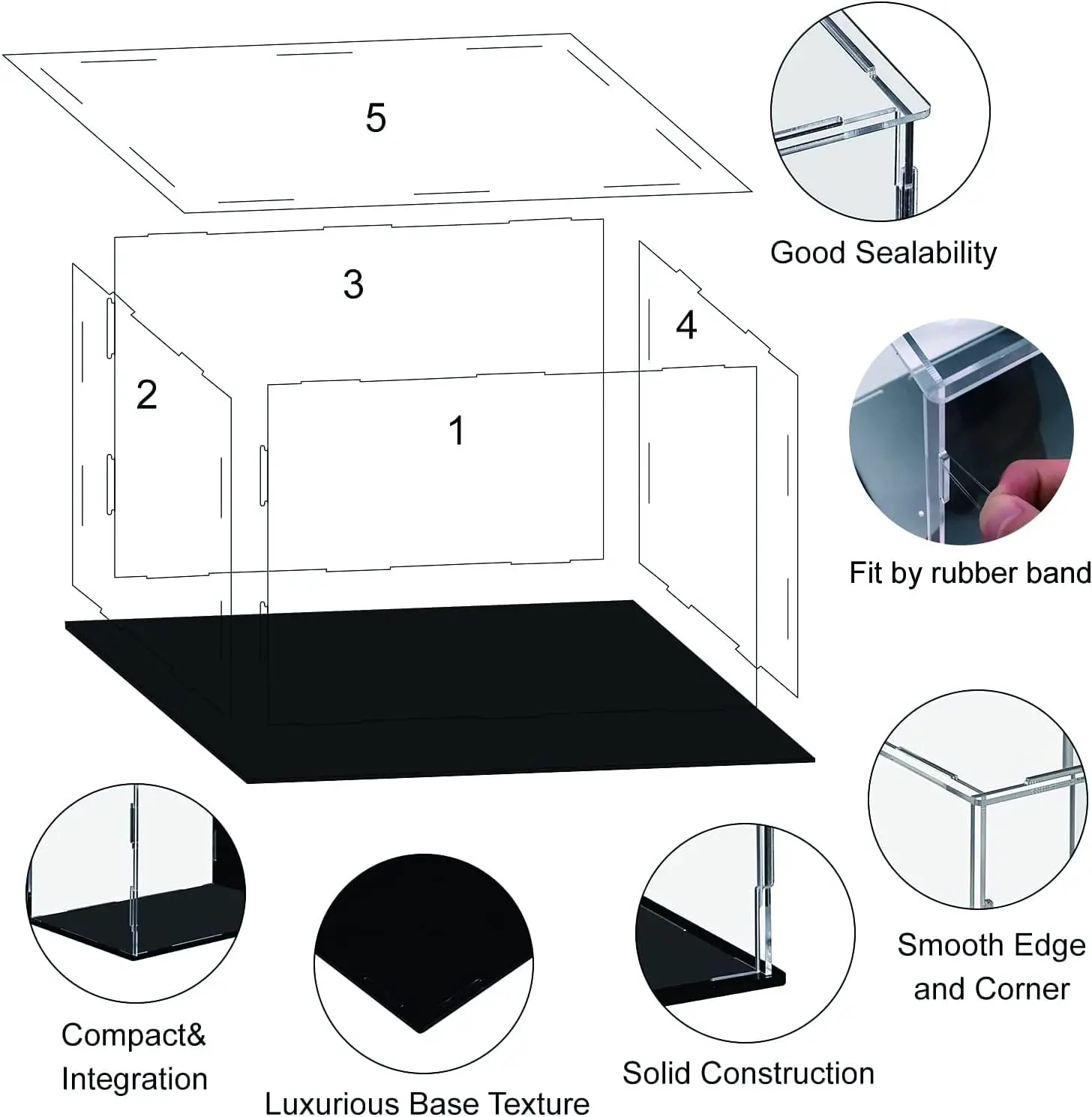 vitrine en acrylique de taille 222 pour objets de collection, assemblage de boîte en acrylique transparent, vitrine de protection pour figurines d'action, jouets d'organisation