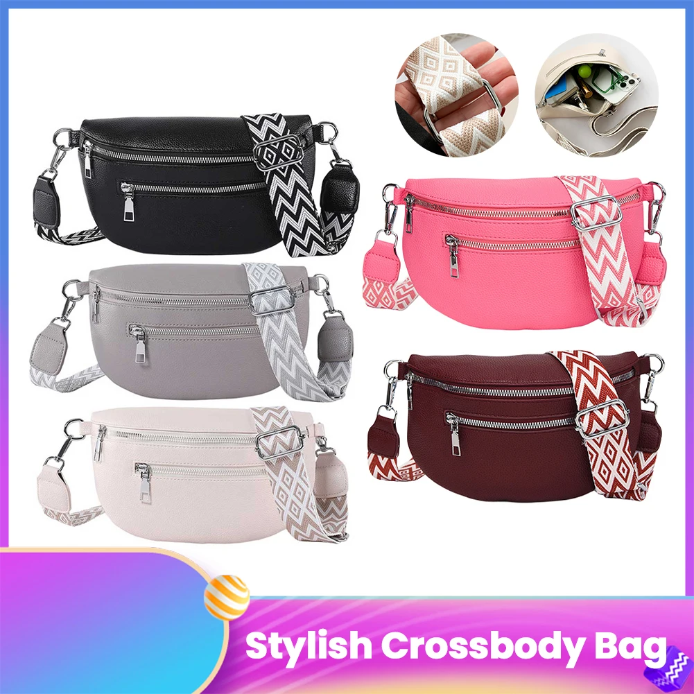 Sac à bandoulière élégant pour femmes, avec large sangle, sac à bandoulière Simple, multi-poches, sac de ceinture rétro, sac de voyage en plein air