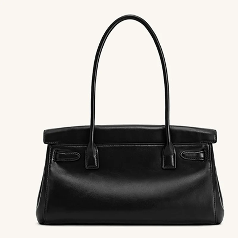 sac baguette à main en cuir véritable pour femme, sac à bandoulière et sous les bras, mallette de niche, automne/hiver 2025