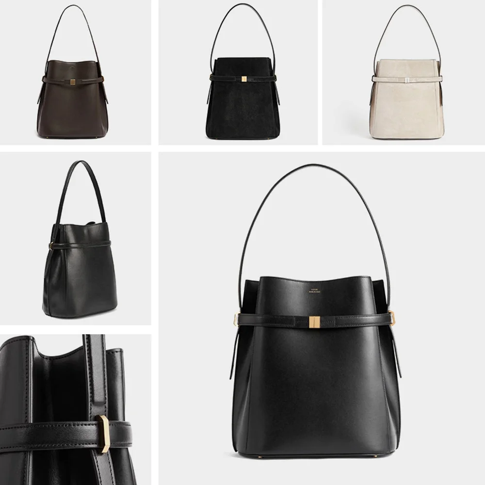 Sac seau de grande capacité, lettre de niche, sac à bandoulière portable simple et polyvalent pour femmes