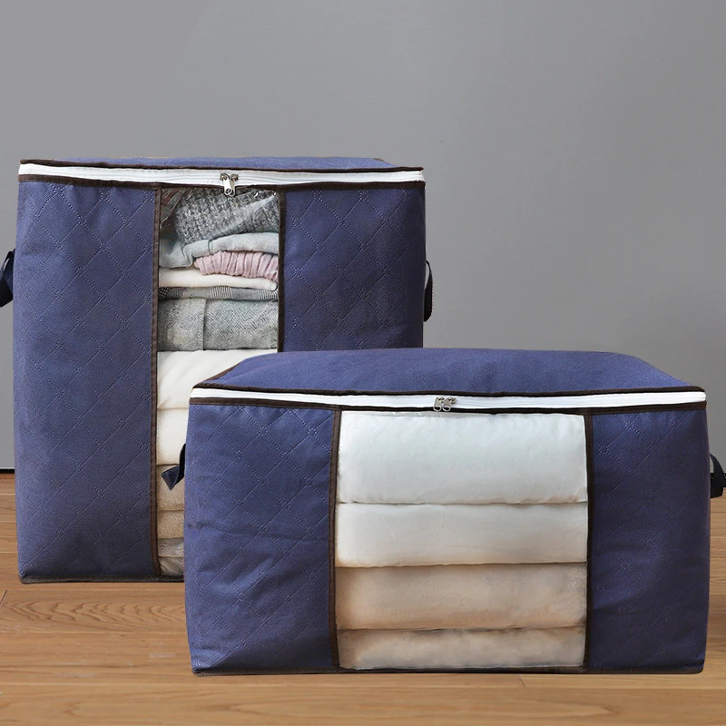 Sac de rangement pour couverture et couette, sac à poussière, vêtements et articles divers, sac à fermeture éclair avec poignée, 1 pièce