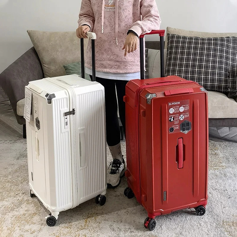 valise de grande taille avec porte-bagages de frein à cinq roues, valise de voyage en matériau pc de 28 pouces, serrure tsa 32/36/50 pouces