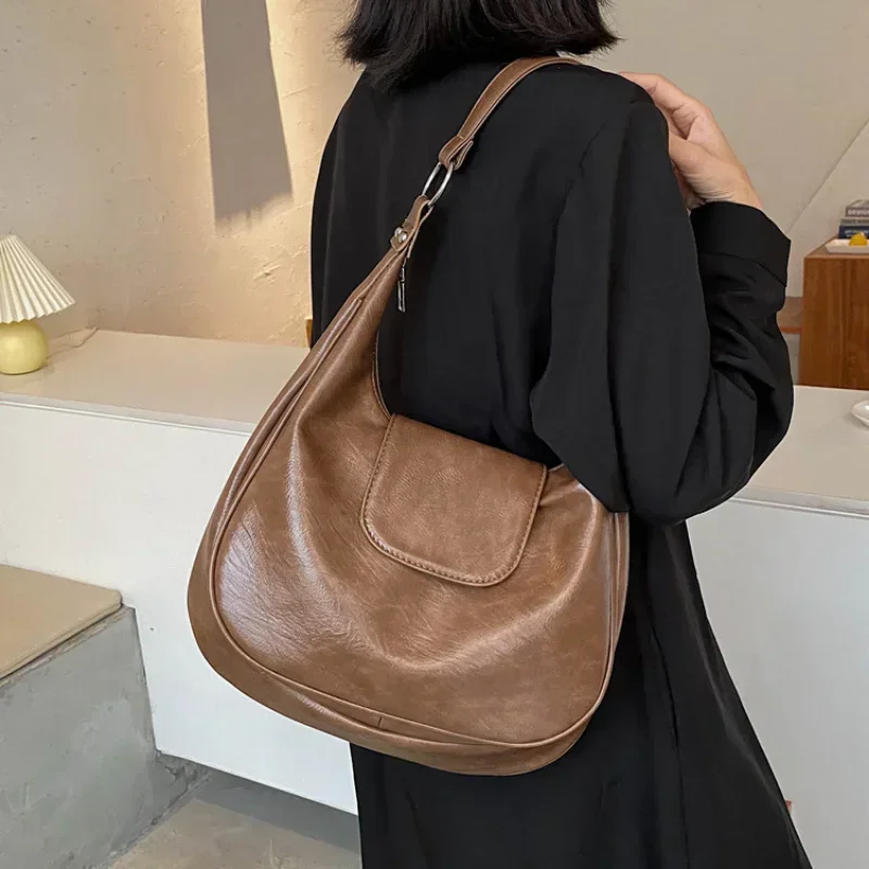 sacs à bandoulière en cuir souple pour femmes, sacs hobo de grande capacité, design de marque de luxe, sacs à main et sacs à main tendance pour dames