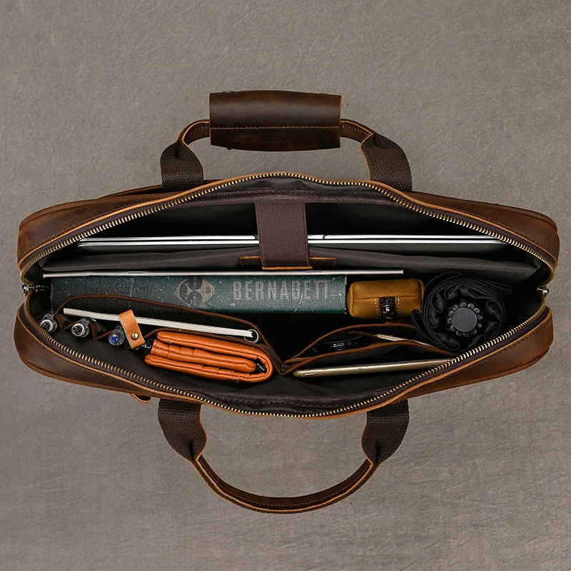 sac de banlieue d'affaires en cuir pour hommes, porte documents en cuir de vache, sac à main rétro mode, sac à bandoulière pour documents a4, pochette d'ordinateur