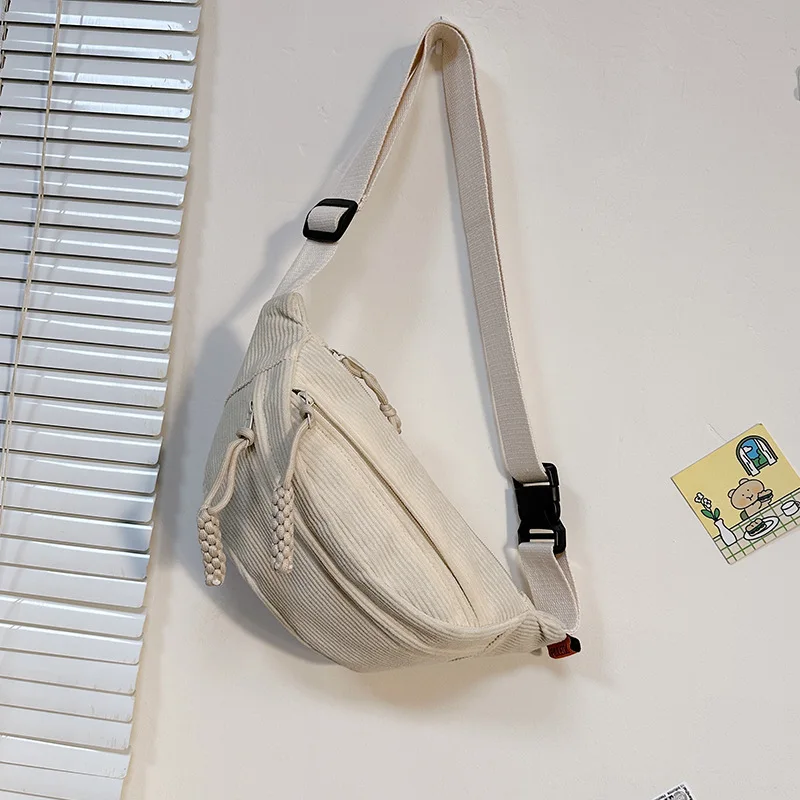 nouveau sac de poitrine simple à la mode couleur unie fanny pack sac de sport décontracté sacoche en velours grande capacité étudiant