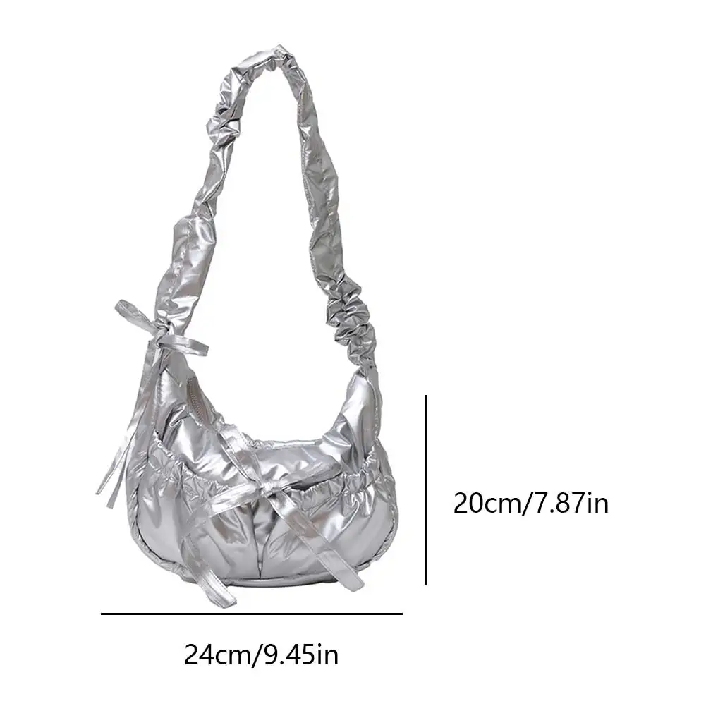 sac à bandoulière avec nœud pour femmes, sacoche de loisirs à proximité froncée, sangle wstring, document solide, mignon, mode initiée, sac à main féminin, 03