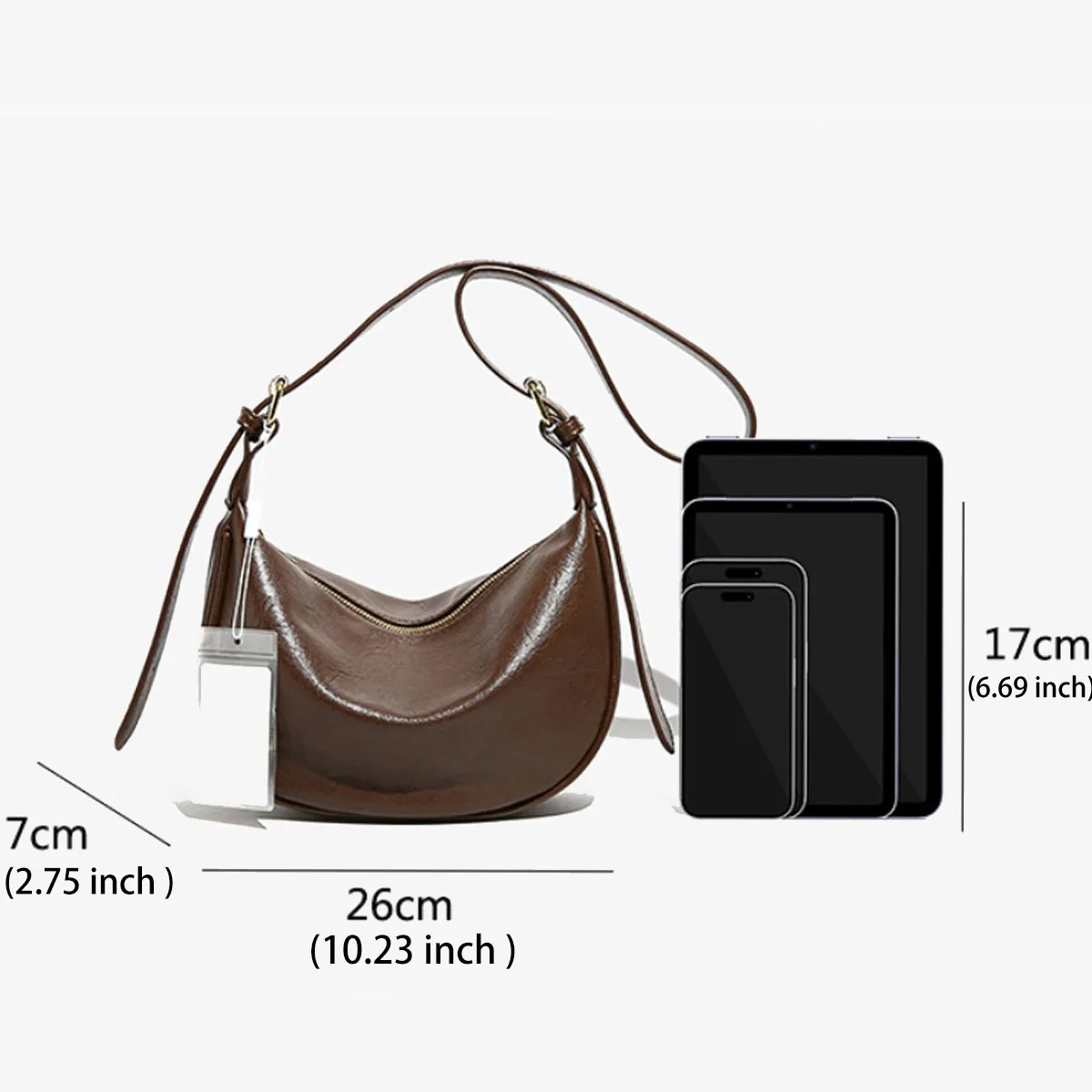 sac à bandoulière pour femmes, sac hobo léger pour femmes, sac croissant en cuir vintage, boulette en cuir pu de couleur unie