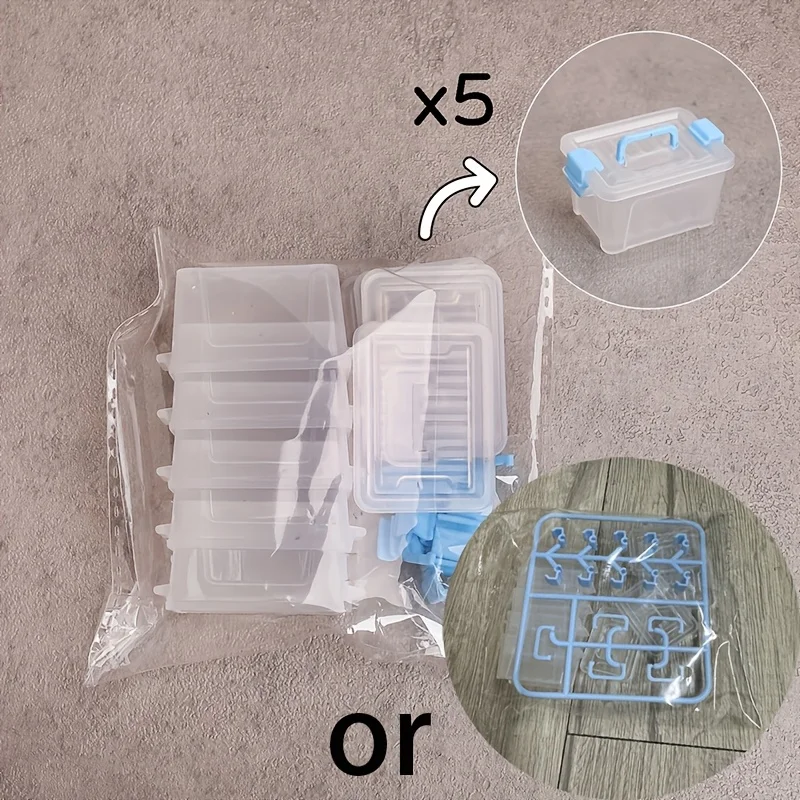 5 mini boîtes de rangement de style valise: boîtes de rangement transparentes pour petits articles, accessoires de bricolage de scène miniature