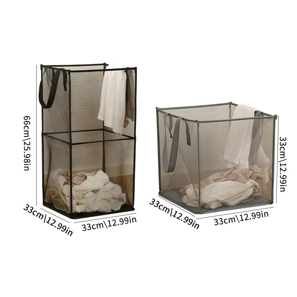panier à linge carré pliable, durable, respirant, sac de rangement en maille de grande capacité, panier à linge simple pour salle de bain
