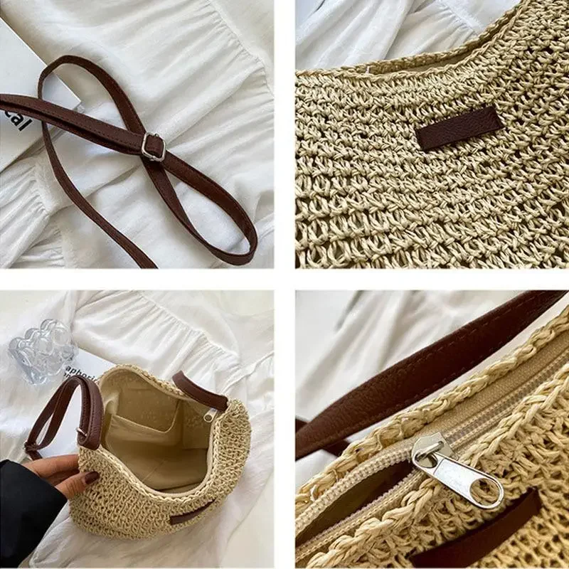 dames mode été paille sac à bandoulière femmes plage vacances shopping tissé épaule sac à main messager sacs à main pour femmes sacs