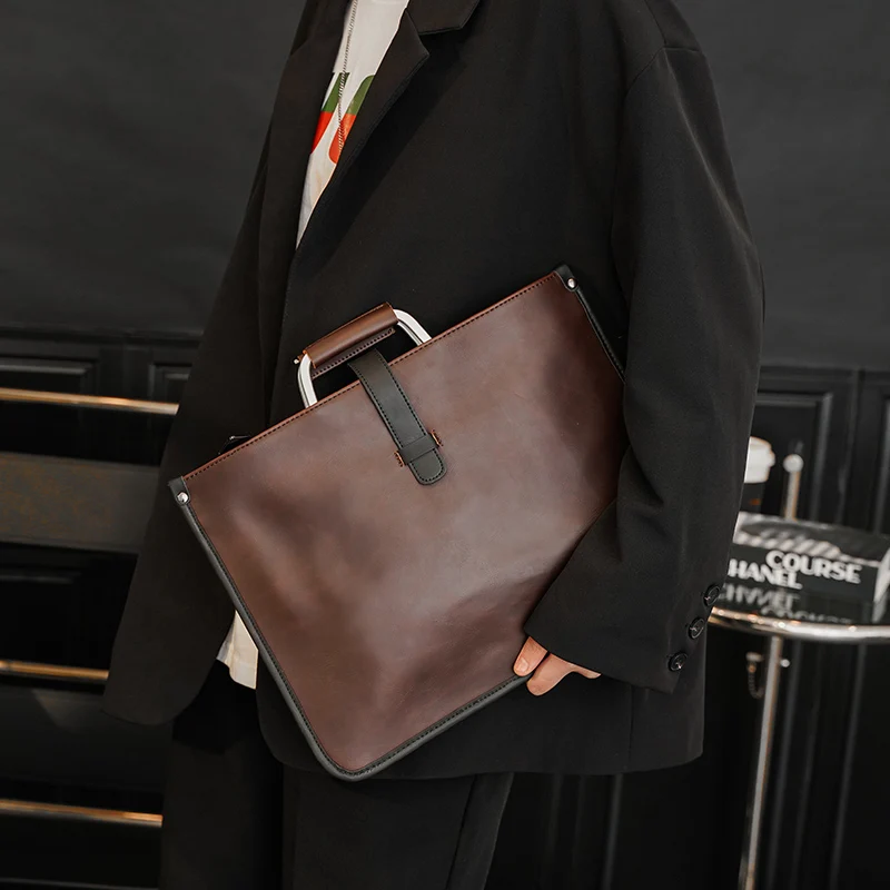 Nouveau sac pour hommes rétro sacs à main en cuir grande mallette d'affaires célèbre sac à bandoulière de créateur marque de luxe sac de fichier pour les garçons cool